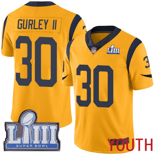 Los Angeles Rams Limited Gold Youth Todd Gurley Jersey NFL Football #30 Super Bowl LIII Bound Rush Vapor Untouchable